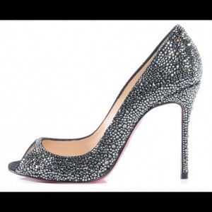 Christian Louboutin Crystal peep toe pumps.
